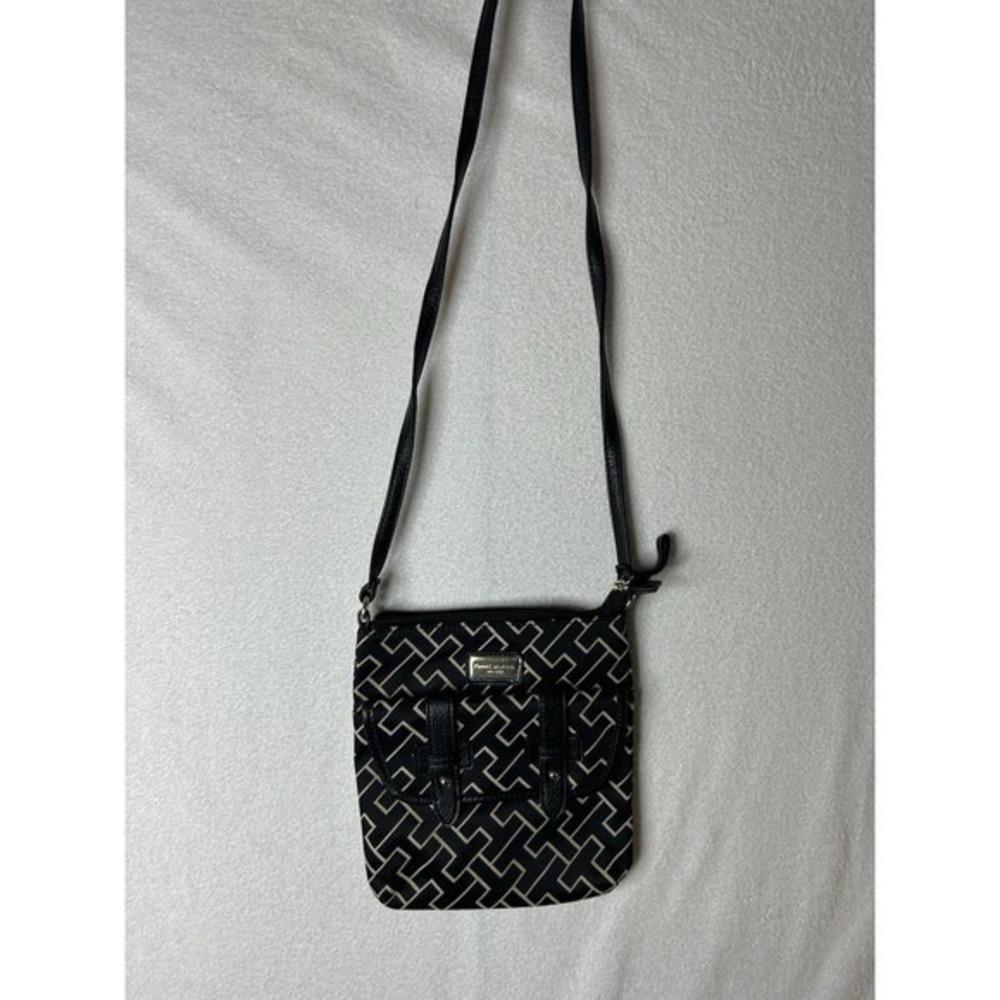 Tommy Hilfiger Women's Black  monogram TH logo crossbody bag purse adj. strap